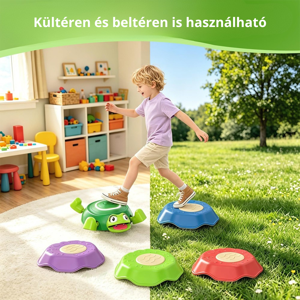 🐢Szenzoros teknős egyensúlyozó lépegető – fény- és hanghatásokkal 🎶✨